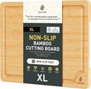 Extra Large Bamboo Board Charcuterie Non Slip Feet Over Sink Wooden Cutting Chopping Board Butcher Block Nice Solid Thick Juice Groove Big Xl XXl xlarge Hardwood Kitchen Counter Organic Meat BBQ Kit by CozyNest Decor