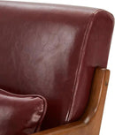 Glitzhome 2 Set Mid Century Red Accent Armchair, Single Reading Armchair PU Leather Lounge Chair with Walnut Ruberwood Frame by CozyNest Decor