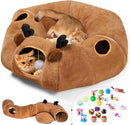 Odoland Reindeer Cat Tunnels Bed with 20 Kitten Toys for Indoor Cats, Plush Cats Couch Tunnel Bed - Kittens Cave Donut Tunnel - Detachable Soft Cat Bed and Variety Kitty Toy Set by CozyNest Decor