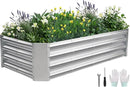 Galvanized Raised Garden Bed - 4x2x1ft Metal Garden Planter Box Outdoor | Steel Raised Bed Kit with Bracing Rods, Gloves for Gardening Vegetables Fruits and Flowers (Silver) by GreenHaven Gardens