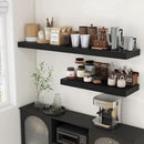 Black Floating Shelves for Wall - 55 Inch Wide x 12 Inch Deep Wall Shelves Set of 1 - Rustic Black Wood Shelves for Living Room, Bathroom, Laundry Room, Bedroom, Kitchen, Home Office by CozyNest Decor