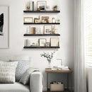 Floating Wall Shelves 4-Pack - Rustic Black 16-inch Wooden Wall Shelves for Storage and Décor, Multi-Functional and Easy to Install for Living Room, Bedroom, and Kitchen by CozyNest Decor