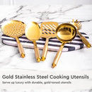 Black and Gold Kitchen Utensils Set - 19-PC Set Includes Stainless Steel and Silicone Cooking Utensils, Measuring Cups and Spoons - Black and Gold Kitchen Accessories for Stylish Cooking & Serving by CozyNest Decor