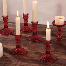 12Pcs Red Candlestick Holders Set- 4" H Taper Candle Holders Bulk, Glass Candle Holders for Activities, Party, Romantic Dinner Table Centerpieces, Festival Gifts & Windowsill Decor by CozyNest Decor