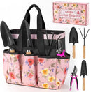 Pink Gardening Tools, Garden Tool Set for Women, 5 Piece Womens Gardening Kit with Garden Hand Tools Pink Floral Garden Bag,Gardening Gifts for Wife (5-Piece Pink) by GreenHaven Gardens