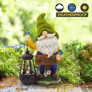 Garden Gnomes Outdoor - Flocked Gnome Statue Holding Lantern with Solar LED Lights | Gnomes Garden Decorations for Patio, Yard, Lawn Ornaments - Gnome Gifts by CozyNest Decor