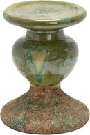 Creative Co-Op 2-Tone Sculptural Terracotta Pillar Candle Holder, Distressed Green by CozyNest Decor