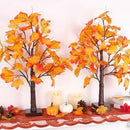 2 Pack 24 Inch Prelit Fall Maple Tree Fall Decor with 48 LED Timer Battery Operated Artificial Fall Light Up Tree Pumpkin Maple Acorn for Fall Thanksgiving Decorations Table Home Indoor Autumn Harvest by CozyNest Decor