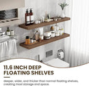 48 Inch Floating Shelves, 12 Inch Deep Floating Shelves for Wall, Floating Shelf with Invisible Brackets, Deep Shelves for Bathroom, Bedroom, Living Room, 1 Pack, Walnut by CozyNest Decor