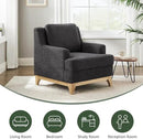Oversized Accent Chair, Modern Boucle Armchair with Wood Legs, Modern Reading Chair with Thick Cushion, Comfy Chairs for Living Rooms, Bedrooms, Reading nooks and Apartments by CozyNest Decor