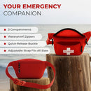 Ever Ready First Aid, Fanny Pack/Hip Pack, Fully Stocked First Aid Kit with Adult & Infant CPR Combo Masks with Beaty by TinyTreasures Baby Boutique