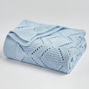 Longhui bedding Chunky Cotton Knit Throw Blanket for Couch, Sofa, Bed, or Chair, Decorative Breathable Fall Cable Knit Blanket 51 x 63 Inches, Light Blue by CozyNest Decor