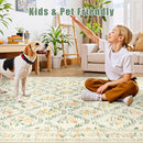 Area Rug Living Room Rugs: Floral 4x6 Washable Rug Vintage Soft Boho Non-Slip Carpet Stain Resistant Large Carpets for Bedroom Dining Room Farmhouse Nursery Hallway Home Office Beige/Multi by TinyTreasures Baby Boutique
