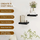 Fun Memories Black Floating Shelves 8 Inch Long, 8" Deep Wall Shelves, Small Deep Floating Shelf Square Wall Shelf, Rustic Display Shelves for Living Room, Bathroom, Kitchen, Set of 2 by CozyNest Decor
