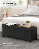 SONGMICS Storage Ottoman Bench, Foldable Foot Rest with Legs, 15 x 43 x 15.7 Inches, End of Bed Bench, Storage Chest, Load up to 660 lb, for Living Room, Bedroom, Entryway, Ink Black ULSF018B01 by CozyNest Decor