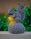 Solar Garden Statue – Hand-Painted Resin Squirrel on Pinecone with Glowing LED Acorn – Charming Yard, Patio & Balcony Decor – Gift for Mom, Grandma & Garden Lovers by CozyNest Decor