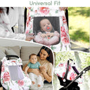 Baby Carseat Cover Girls, Pea Pod Floral Infant Car Seat Covers Canopy for Newborn with 2 Layers Windows of Breathable Mesh/Fabric, Lightweight Polyester/Minky Dot Backing, Snug Fit Most Baby Car Seat by TinyTreasures Baby Boutique