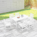 7 Pieces HDPE Outdoor Dining Set, Patio Dining Set with Umbrella Hole, All Weather Outdoor Dining Table Sets for 6, HDPE Patio Furniture Sets for Deck, Backyard, Lawn, and Poolside, Pearl by CozyNest Decor