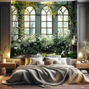 FENDROM Window View White Flower Tapestry Nature Landscape Classic Flower Vine Wall Hanging Party Decorations For Bedroom Living Room Dorm by CozyNest Decor