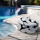 LVTXIII Inflatable Stool Ottoman Footrest with Handle, Indoor or Outdoor Foot Rest for Home Patio Garden and Camping, D21 x H9, Black Lush Leaf Jungle by CozyNest Decor