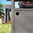 Outsunny Outdoor Grill Cart with Wheels and Storage, Solid Wood Outdoor Kitchen Island with Stainless Steel Top, Movable Bar Cart with Spice Rack, Side Handle, Integrated Hole for BBQ, Gray by CozyNest Decor