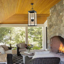Large Outdoor Pendant Lantern Light Fixture for Front Porch, 28 Inch 4-Light Black Exterior Hanging Chandelier with Clear Glass, Outdoor Indoor Pendant Lamp for Patio, Gazebo, Entryway, Doorway by CozyNest Decor