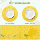 Whaline 4Pcs Round Placemats Lemon Embroidered Place Mats Summer Lemon Greenery Leaves Dinner Table Mats for Home Wedding Baby Shower Birthday Party Decor by CozyNest Decor