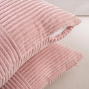Fancy Homi 2 Packs Blush Pink Euro Decorative Throw Pillow Covers 26x26 Inch for Couch Bed Bedroom, Farmhouse Boho Home Decor, Soft Corss Corduroy Patchwork Textured Square Cushion Case 66x66 cm by CozyNest Decor