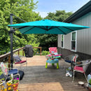 PURPLE LEAF 10 Feet Patio Umbrella Outdoor Cantilever Square Umbrella Aluminum Offset Umbrella with 360-degree Rotation for Garden Deck Pool Patio Turquoise Blue