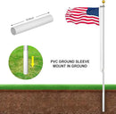 Flag Pole Kit 25FT, 12 Gauge 1.8mm Thickness Heavy Duty Flag Poles with 3x5 American Flag, Silver Flag pole for Outdoor House In Ground, Extra Thick Flagpoles Suitable for Yard and Garden by GreenHaven Gardens