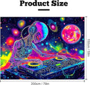 BVBOX Blacklight Space Alien Tapestry 79"x59", UV Reactive Glow in Dark DJ Alien Universe Galaxy Planet Music Tapestries, Black Light Neon Upright Poster Wall Hanging Backdrop Decor for Bedroom Living Room by CozyNest Decor
