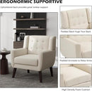 UIXE Accent Chair, Modern Upholstered Armchair in Fabric for Living Room, Comfy Club Arm Chairs Single Sofa Button Tufted Bedroom Reading Seat - White, Set of 1 by CozyNest Decor