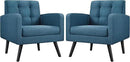 Yaheetech Mid-Century Accent Chairs, Modern Upholstered Living Room Chair, Cozy Armchair Button Tufted Back and Wood Legs for Bedroom/Office/Cafe, Set of 2, Navy Blue by CozyNest Decor