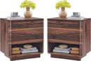 Nightstand Set of 2 with Charging Station, 22" Large Modern Bedside Table with 2 Drawers Storage,Push-to-Open End Table for Bedroom,Living Room,Brown by CozyNest Decor
