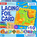 EZCRA Premium Foil Edge Lacing Cards for Kids Ages 3-6 | 10 Double-Sided Animal and Space Sewing Cards with Multilingual Learning | Durable Cardboard Fine Motor Skills Activity Kit by TinyTreasures Baby Boutique