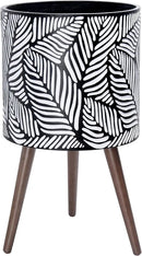 D'vine Dev 14 Inch Planter Pot with Stand, Mid-Century Tall Plant Pot with Legs for Indoor Plants, X-Large, White/Grey, 88-L-D-7 by GreenHaven Gardens