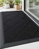 DEXI Front Door Mats Outside Entrance, 17x36 Rubber Waterproof Dirt Trapping Entry Mat for Entryway, Heavy Duty Non-Slip Low-Profile Welcome Doormat All Weather for Patio, Black by CozyNest Decor