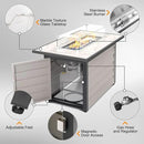 Nuu Garden 43'' Patio Propane Fire Pit Table, 50,000 BTU Gas Fire Pit with Marble-Textured Glass Top, Wind Guard, Lid, Glass Beads, CSA-Certified, 2-in-1 Outdoor Table for Gatherings, Ivory White by GreenHaven Gardens