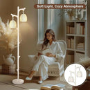 Scenekoy Rustic 68” Tall Floor Lamp with Rattan Shade, Retro Standing Lamp Tree Trunk Washed White Finish & Resin Body, Dimmable Corner Lamp with Bulb Prefer for Living Room Bedroom Home Decor by CozyNest Decor
