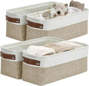 DECOMOMO Narrow Storage Bins Small Baskets for Organizing Bathroom, Toilet Tank, Towel Storage, Entryway, Gifts (Beige and White - Set of 4) by CozyNest Decor