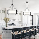 20.4''Drum Chandelier,5-Light Fabric Modern Chandeliers,Black Farmhouse Round Pendant Light Fixture for Dining Room Kitchen Island Living Room Bedroom Hallway by CozyNest Decor