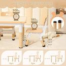Height-Adjustable Kids Table and Chairs, 31.5''L x 23.6''W Toddler Table and 4 Chairs Set with Anti-Slip Foot Covers, Children Activity Table for Ages 2-10, Graffiti Desktop by CozyNest Decor