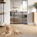 Comfy Cubs Baby Safety Gate with 3 Extensions - Adjustable 42" x 1.9" x 30" Q195 Steel Doorway Barrier - Powder-Coated Finish for Stairs and Doorways - Walk-Through Design Pet Gate - Black by TinyTreasures Baby Boutique