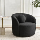 KINWELL Sherpa Swivel Barrel Chair & Round Ball Pillow Set - 34" Wide Modern Boucle Accent Chair with 9” Matching Nordic Decorative Throw Pillow for Living Room and Bedroom(Black) by CozyNest Decor