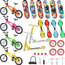 Skylety 31 Pieces Mini Finger Toys Set for Boy Girl Includes 6 Finger Skateboards, 4 Bikes, 2 Mini Scooters 4 Swing Board 8 Matched Wheels 7 Tool Accessories Educational Toy Party Favor(Cool) by TinyTreasures Baby Boutique
