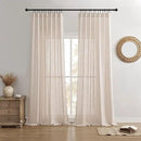 Joydeco Linen Curtains for Living Room,Semi Sheer Drapes Window Long Curtains 108 inches Long Pink Beige by CozyNest Decor