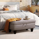 Ottoman Rectangular Storage Ottoman Bench, Faux Leather Footrest, Coffee Table, Stool Footstool with Hinged Lid for Living Room, Bedroom, Entryway, Champagne, 28.5"x19"x17.5" by CozyNest Decor