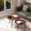 100% Solid Oak Wood Coffee Table Set, Round Coffee Table Combo Side Table w/Solid Wood Legs, Mid Century Table Sturdy Tables for Bedroom Balcony Living Room (Walnut, Big-Medium Combo) by CozyNest Decor