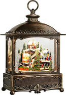 Village Snow Globe Christmas Decorations Gifts Auto Snowfall Glitter Music Collection Village Scene Train Tree Church Snowman with 6H Timer USB/Battery Powered 12 inch by CozyNest Decor