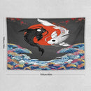 Houselerax Japanese Koi Fish Tapestries, Yin Yang Big Wave Cherry Blossom Tapestry Wall Hanging for Bedroom Living Room Office Decor 60"x40" by CozyNest Decor